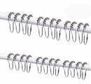 Roller Ball Shower Curtain Rod with 24 Rings in Polished Chrome