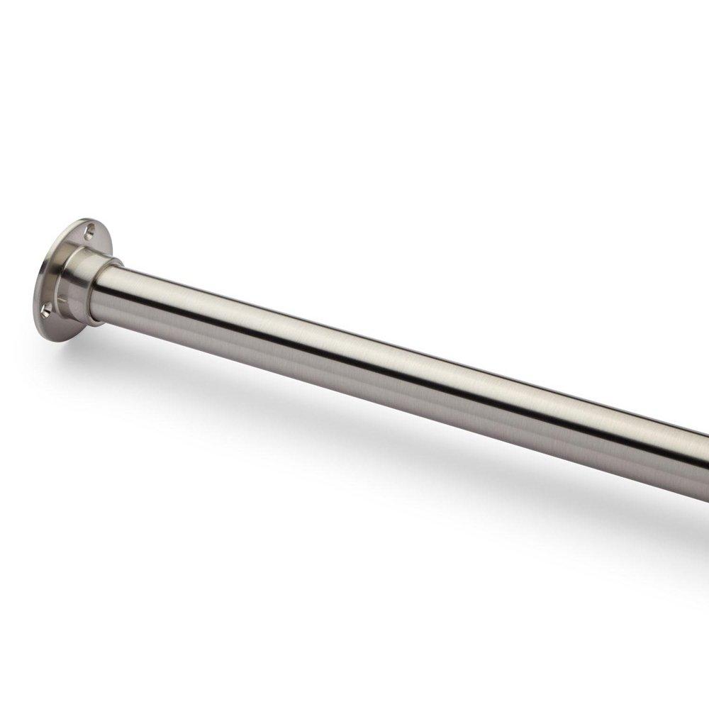 Signature Hardware Brushed Nickel 84 in. Wall Mount Straight Shower Rod 