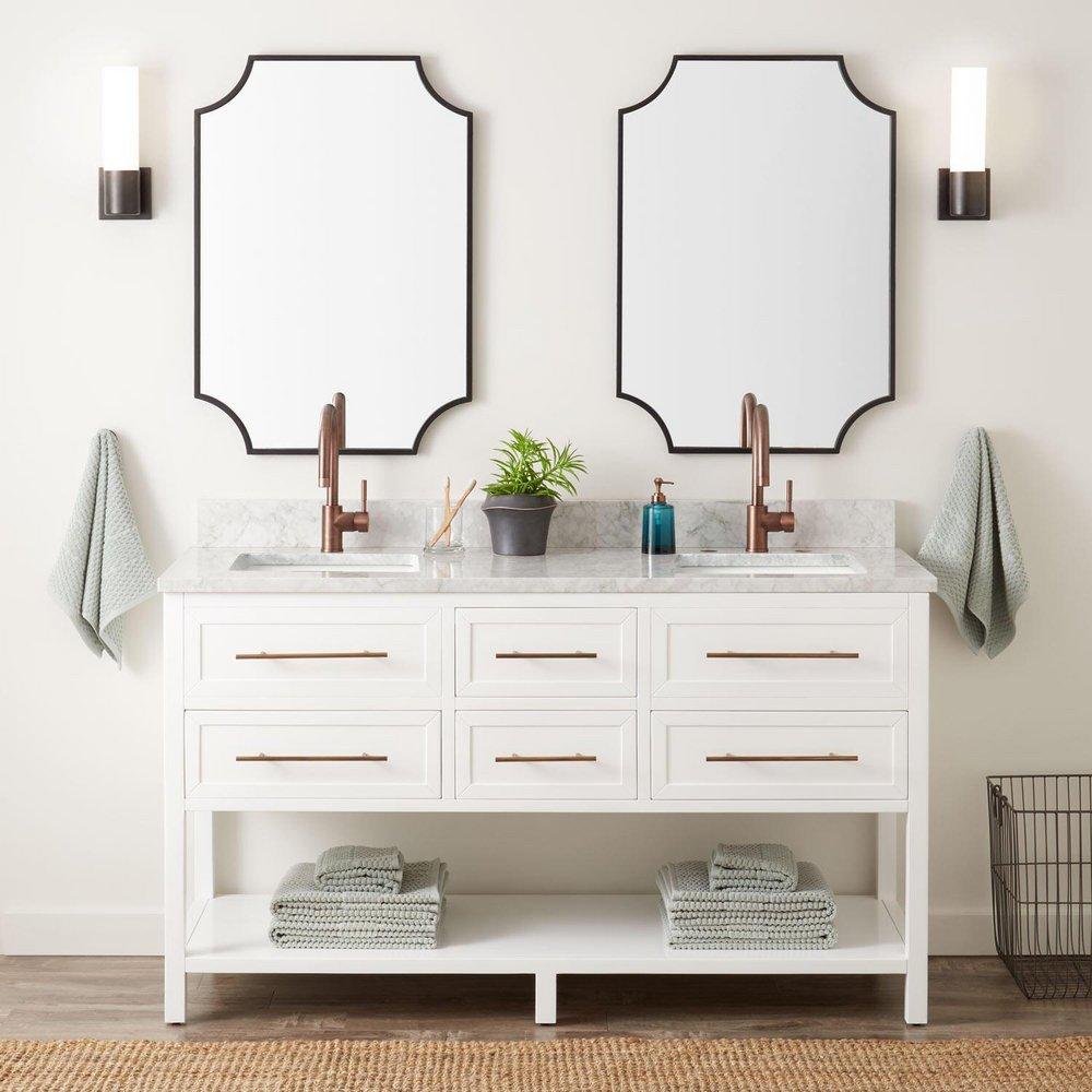 Signature Hardware Bright White 60 in. Floor Mount Vanity 