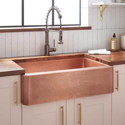 33 in. Single Bowl Farmhouse Kitchen Sink in Antique Copper