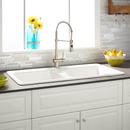 Signature Hardware White 43 x 22 in. 1 Hole Cast Iron Double Bowl Drop-in Kitchen Sink 