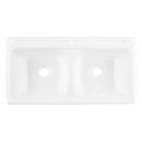 Signature Hardware White 43 x 22 in. 1 Hole Cast Iron Double Bowl Drop-in Kitchen Sink 
