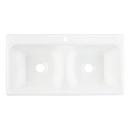 Signature Hardware White 43 x 22 in. 1 Hole Cast Iron Double Bowl Drop-in Kitchen Sink 
