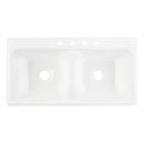 Signature Hardware White 43 x 22 in. 3 Hole Cast Iron Double Bowl Drop-in Kitchen Sink 