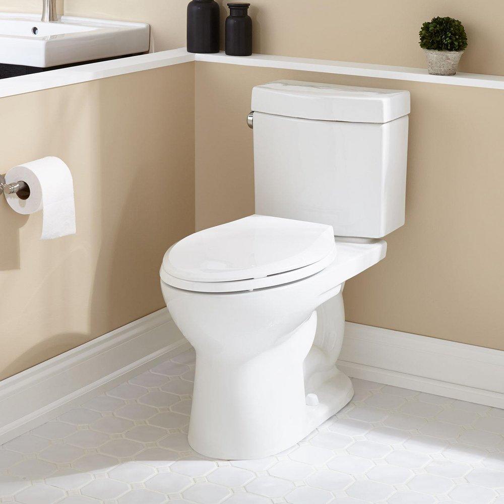Signature Hardware White 1.28 gpf Elongated Floor Mount Two Piece Toilet 