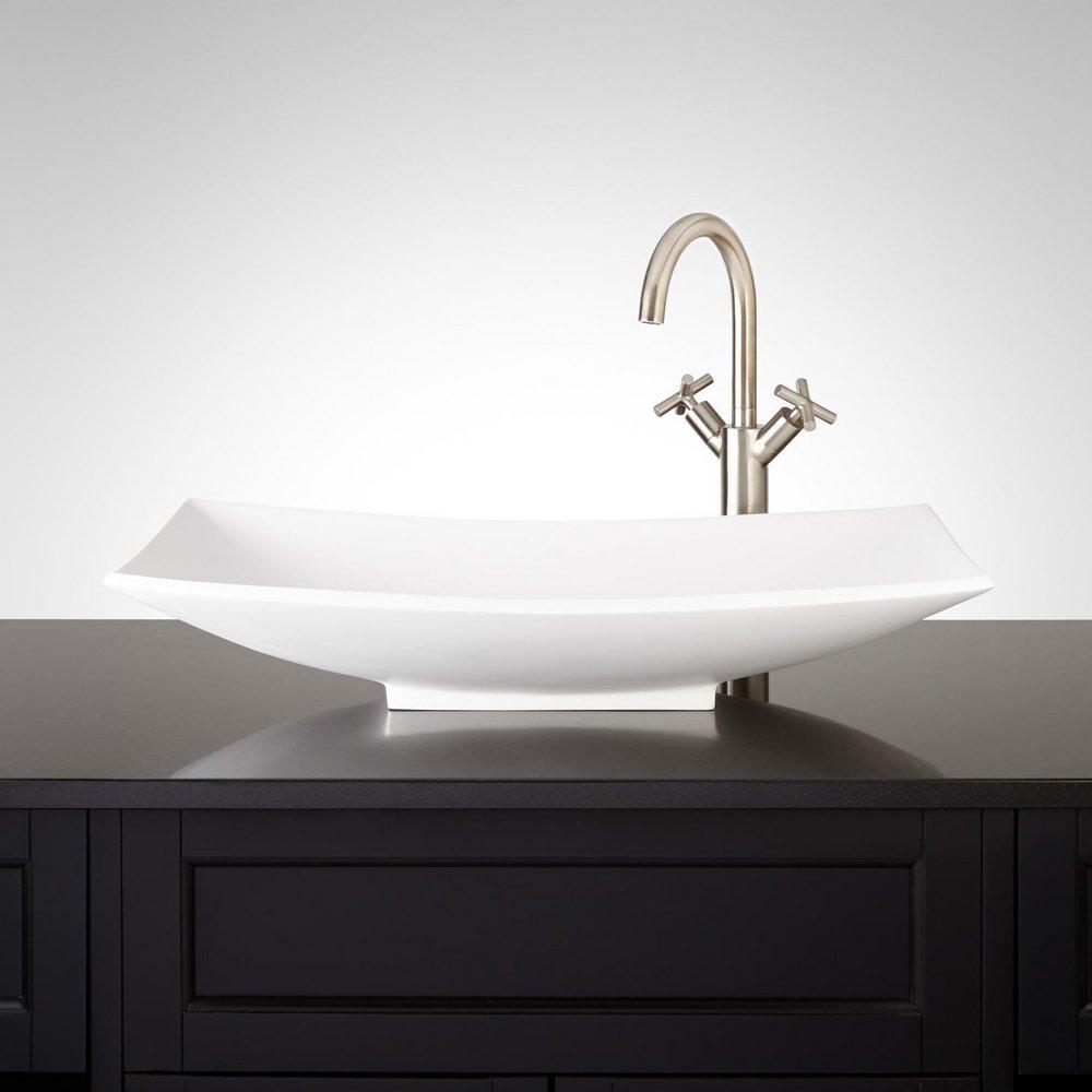 Signature Hardware White Vessel Mount Bathroom Sink 