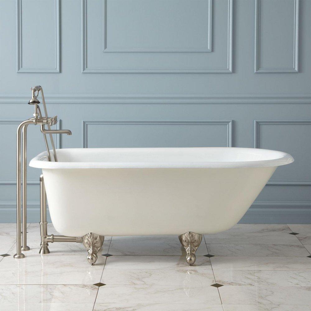 Signature Hardware White 61 x 31 in. Freestanding Bathtub End Drain 