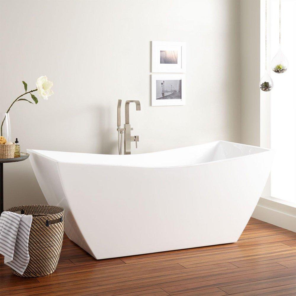 Signature Hardware White 67 x 31-1/2 in. Freestanding Bathtub with Center Drain 