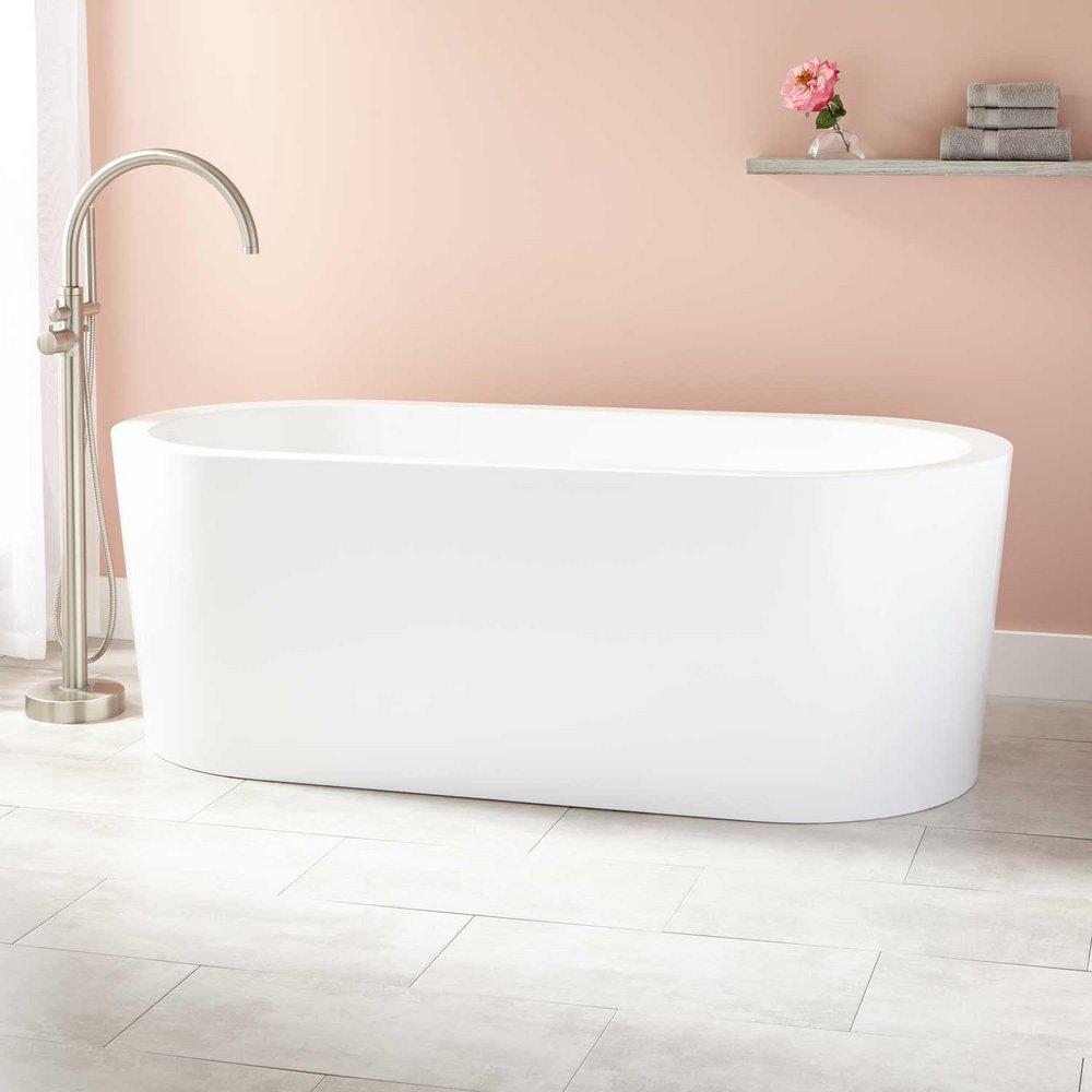 Signature Hardware White 67 x 31-1/2 in. Freestanding Bathtub with End Drain 