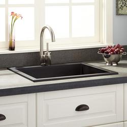 23-5/8 in. Drop-in Composite Single Bowl Kitchen Sink in Black