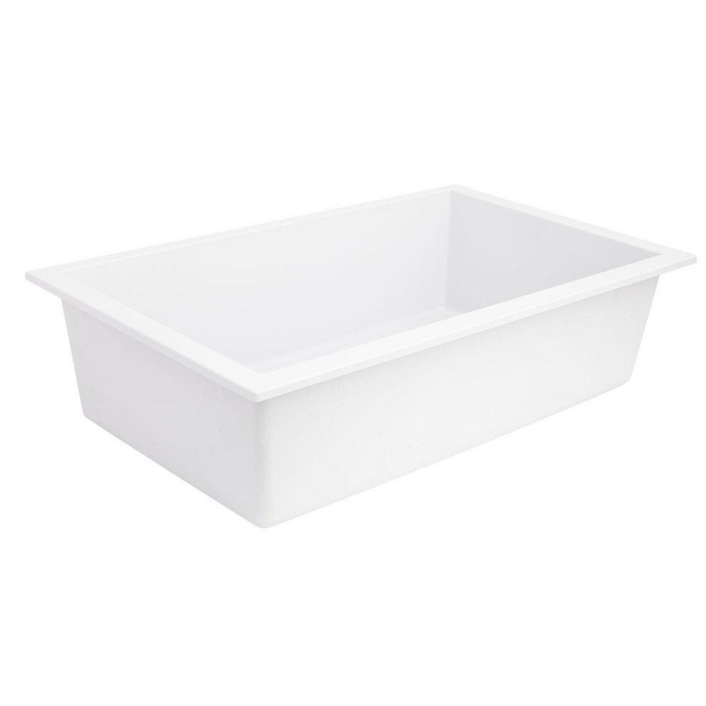 Signature Hardware Cloud White 29-7/8 x 17-3/4 in. No Hole Composite Single Bowl Undermount Kitchen Sink 