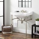 Integral Bathroom Sink in White with Brushed Nickel Stand
