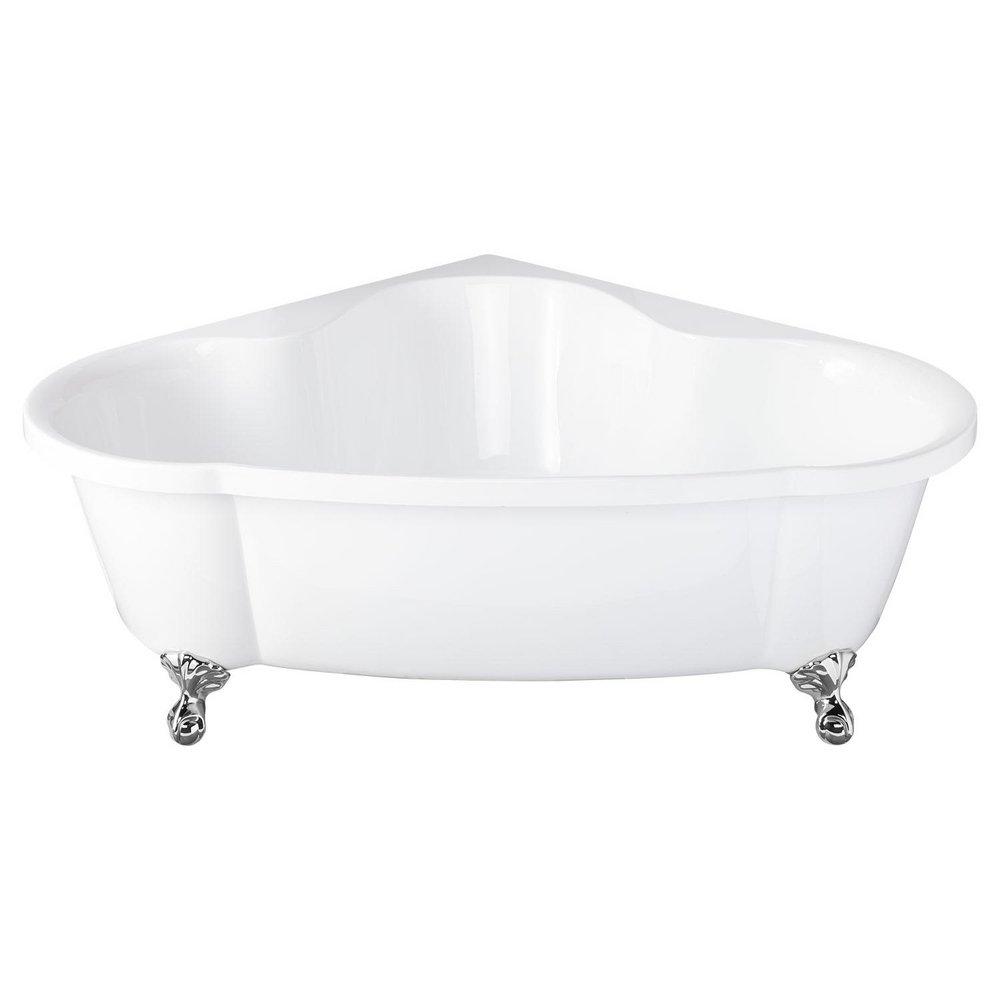 Signature Hardware White 70 x 59-1/2 in. Freestanding Bathtub Offset Drain 