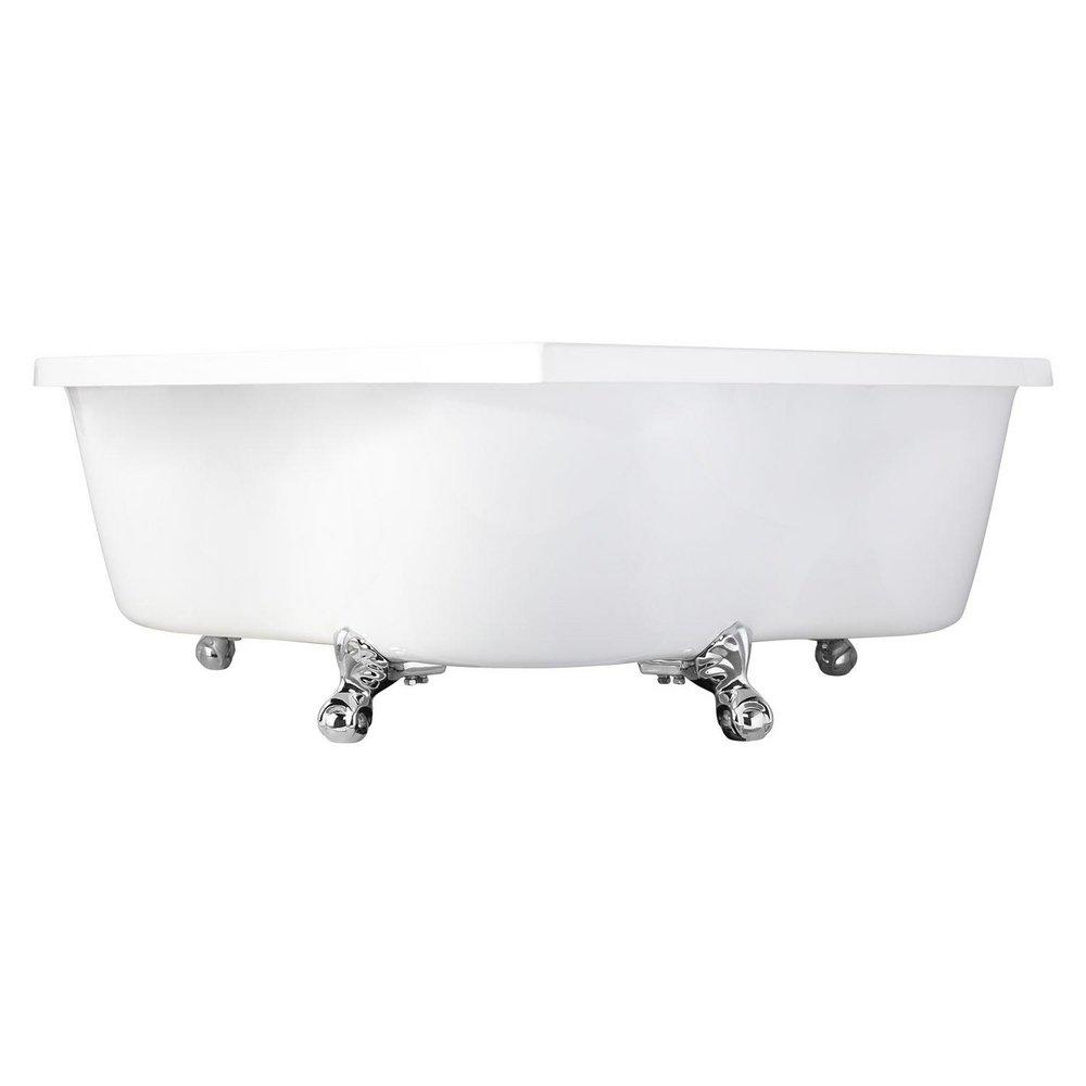 Signature Hardware White 70 x 59-1/2 in. Freestanding Bathtub Offset Drain 