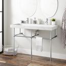 Integral Bathroom Sink in Carrara Marble with Chrome Stand