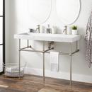 Integral Bathroom Sink in Carrara Marble with Brushed Nickel Stand