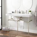 Integral Bathroom Sink in Carrara Marble with Polished Nickel Stand