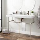 Integral Bathroom Sink in Carrara Marble with Oil Rubbed Bronze Stand
