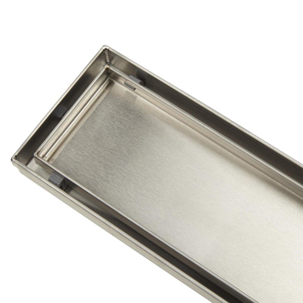 Signature Hardware Brushed Stainless Steel 60 in. Linear Shower Drain with Drain Flange 