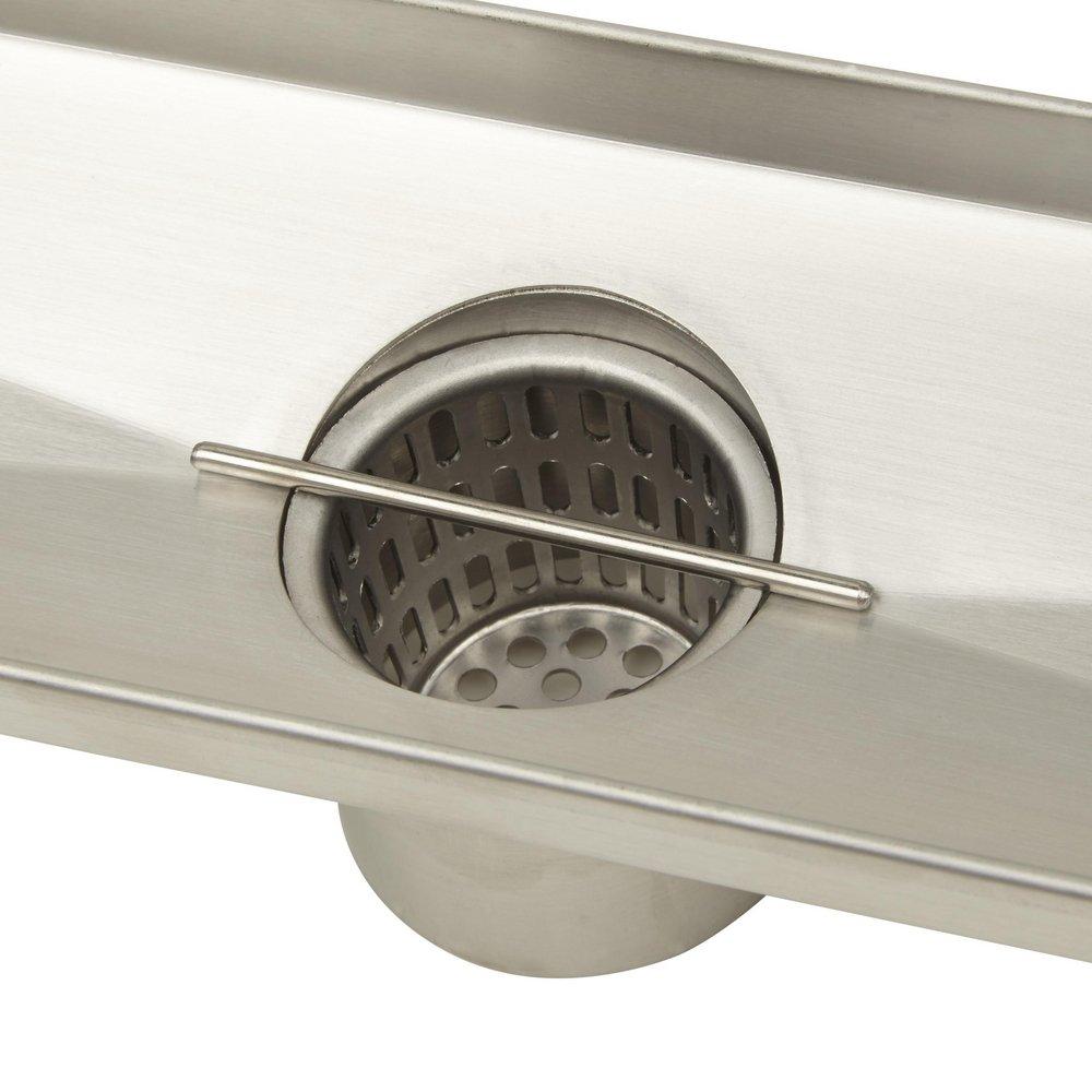 Signature Hardware Brushed Stainless Steel 60 in. Linear Shower Drain with Drain Flange 