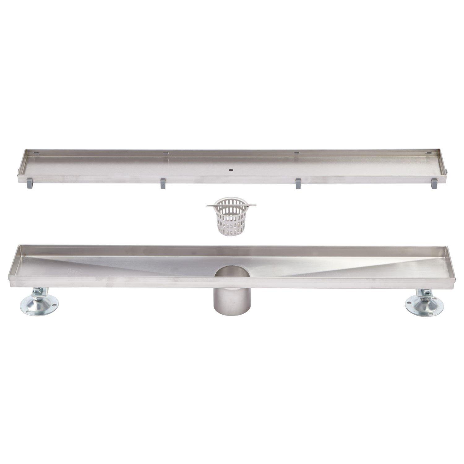 Signature Hardware Brushed Stainless Steel 36 in. Linear Shower Drain with Drain Flange 