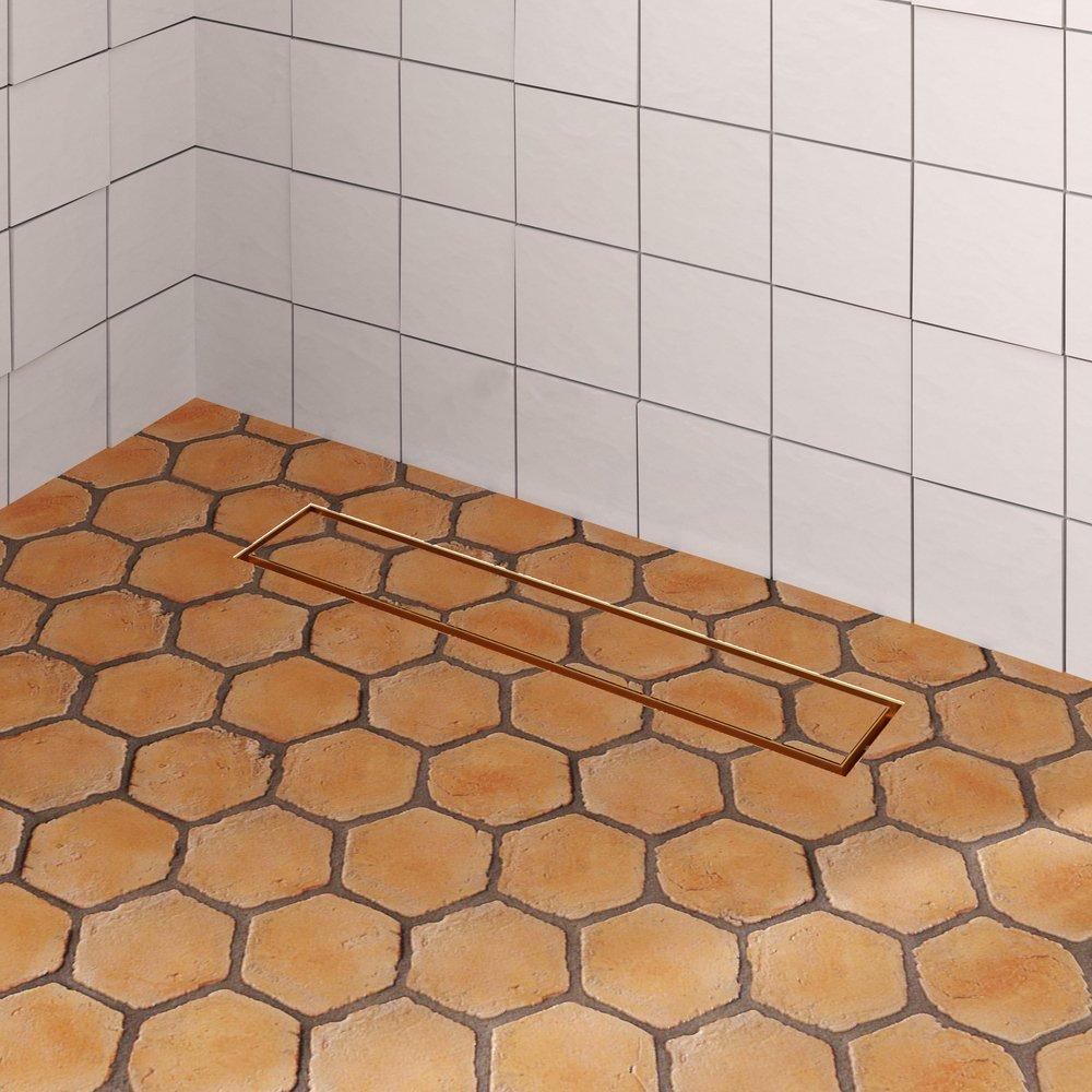 Signature Hardware Brushed Stainless Steel 24 in. Linear Shower Drain with Drain Flange 