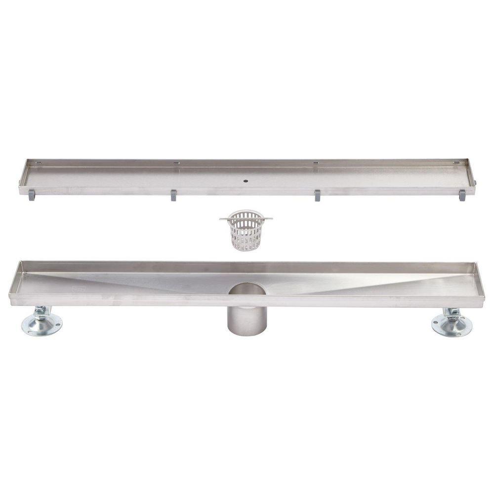 Signature Hardware Brushed Stainless Steel 24 in. Linear Shower Drain with Drain Flange 