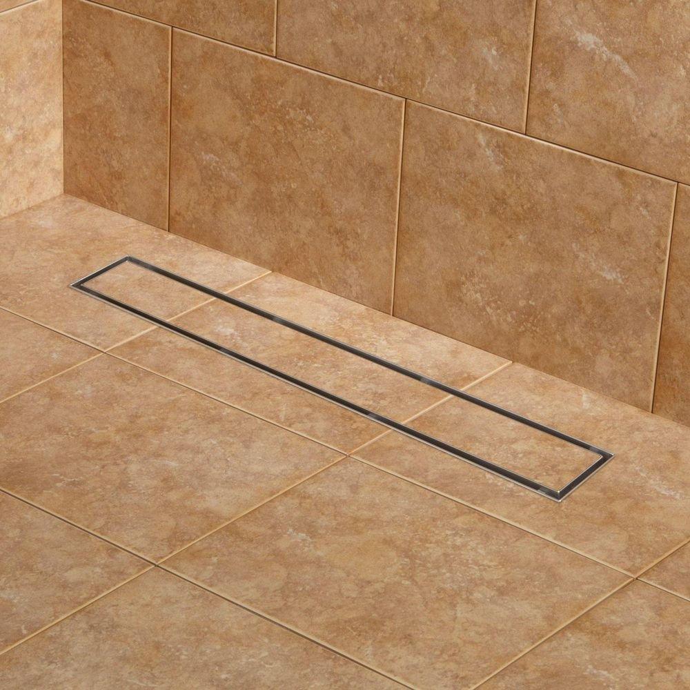 Signature Hardware Brushed Stainless Steel 24 in. Linear Shower Drain with Drain Flange 