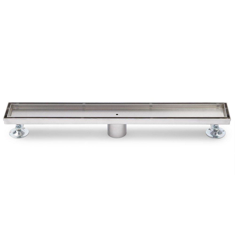 Signature Hardware Linear Shower Drain in Brushed Stainless Steel 