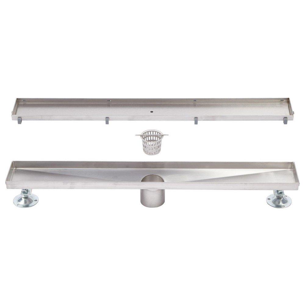 Signature Hardware Linear Shower Drain in Brushed Stainless Steel 
