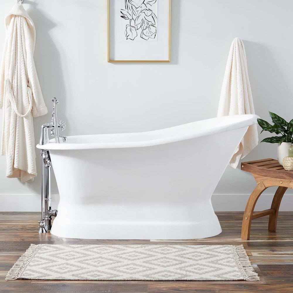 Signature Hardware White 60 x 30-1/2 in. Freestanding Bathtub End Drain 