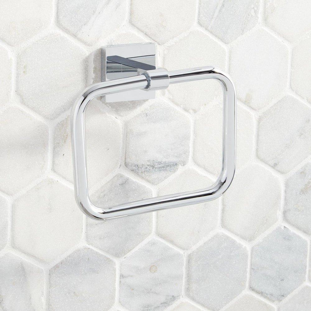 Signature Hardware Chrome Square Closed Towel Ring 