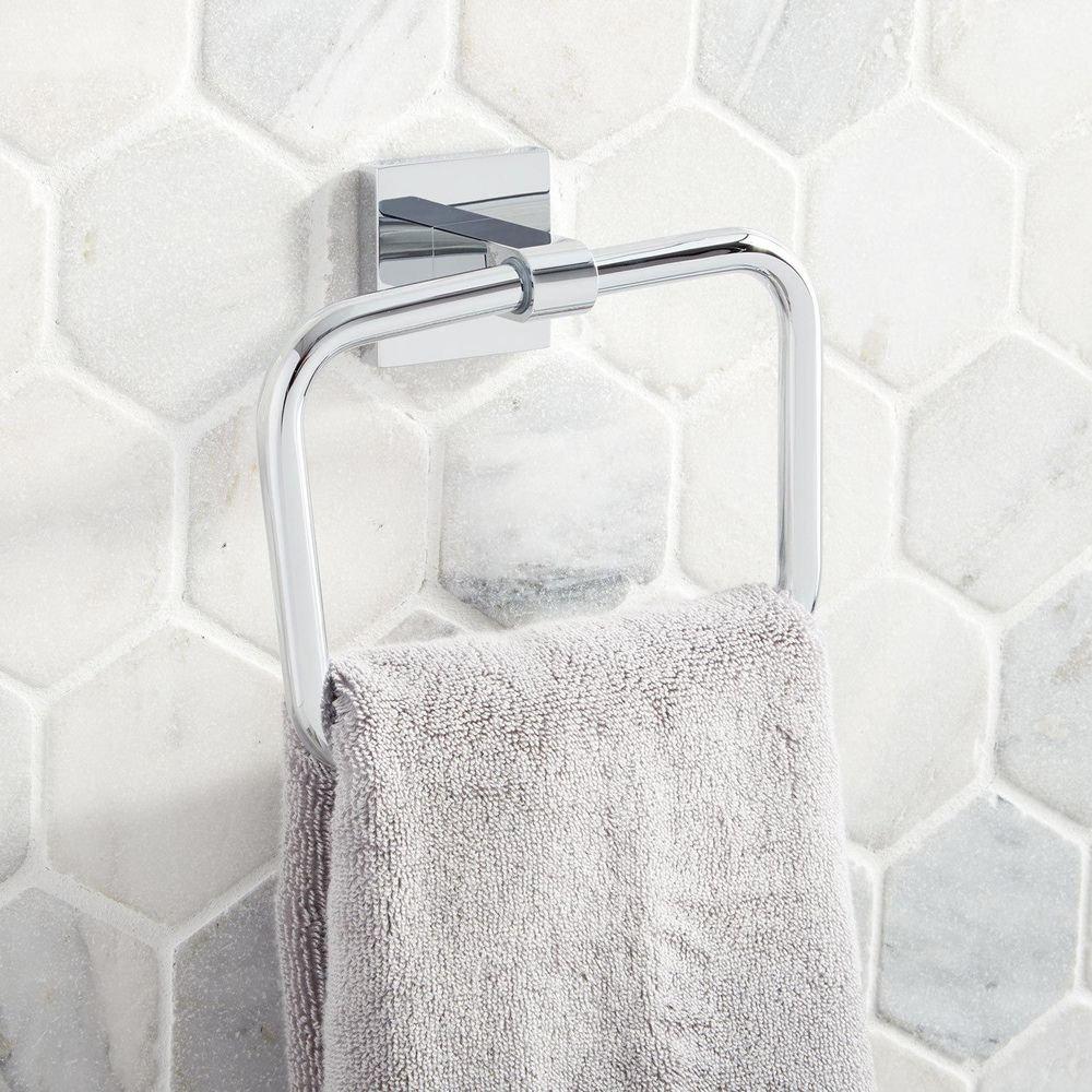 Signature Hardware Chrome Square Closed Towel Ring 