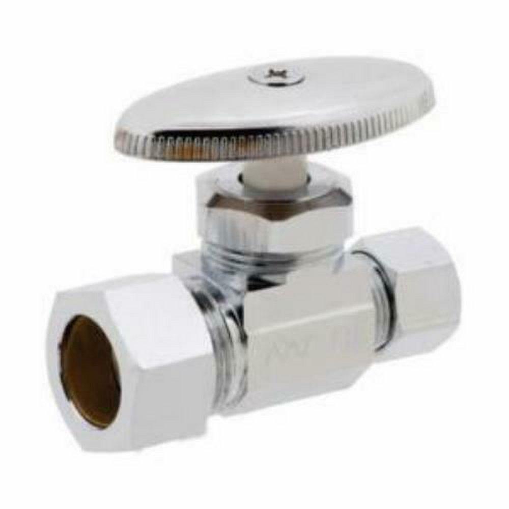 Westbrass Polished Brass OD Tube x Slip Straight Supply Stop Valve in Polished Brass 