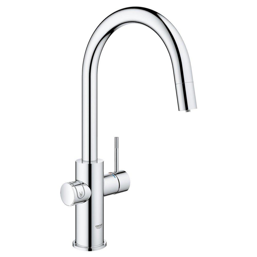 GROHE StarLight&reg; Chrome Single Handle Pull Out Kitchen Faucet 