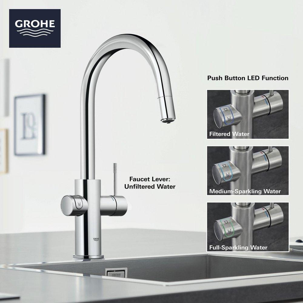 GROHE StarLight Chrome Single Handle Pull Out Kitchen Faucet 