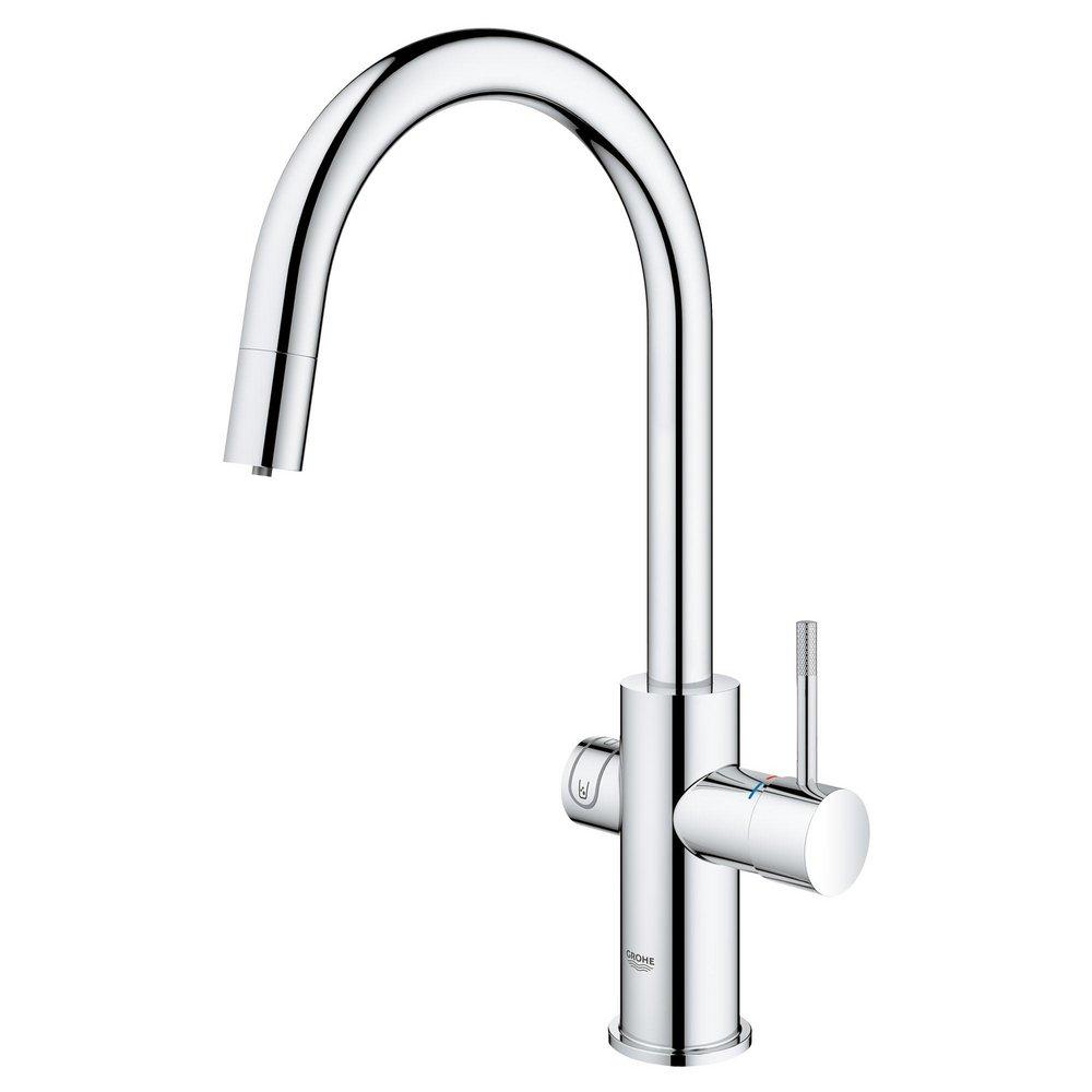 GROHE StarLight Chrome Single Handle Pull Out Kitchen Faucet 