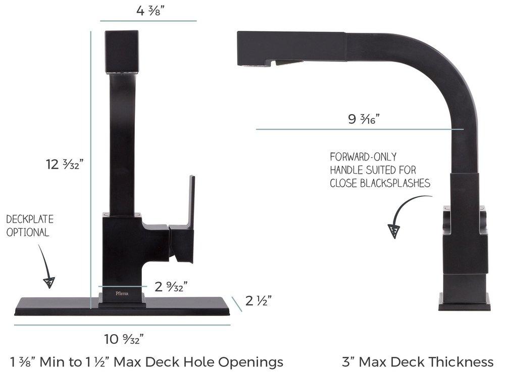 Pfister Matte Black Single Handle Pull Out Kitchen Faucet 