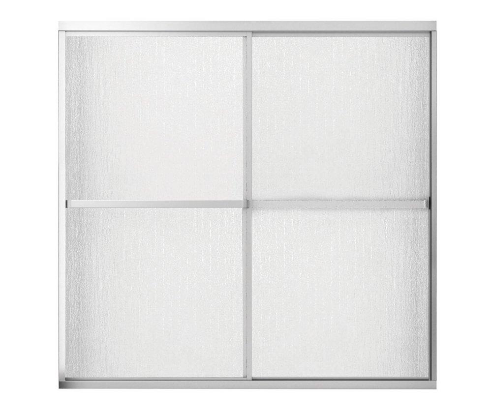 Maax US Polished Chrome 57-3/8 x 59-1/2 in. Rain Textured Glass Deluxe Framed Bypass Door for Alcove Tub or Tub Showers 