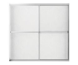 57-3/8 x 59-1/2 in. Rain Textured Glass Deluxe Framed Bypass Door for Alcove Tub or Tub Showers in Polished Chrome