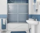 Maax US Polished Chrome 57-3/8 x 59-1/2 in. Rain Textured Glass Deluxe Framed Bypass Door for Alcove Tub or Tub Showers 