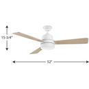 Progress Lighting White 52 in. 17W 3-blade 1-Light Ceiling Fan 