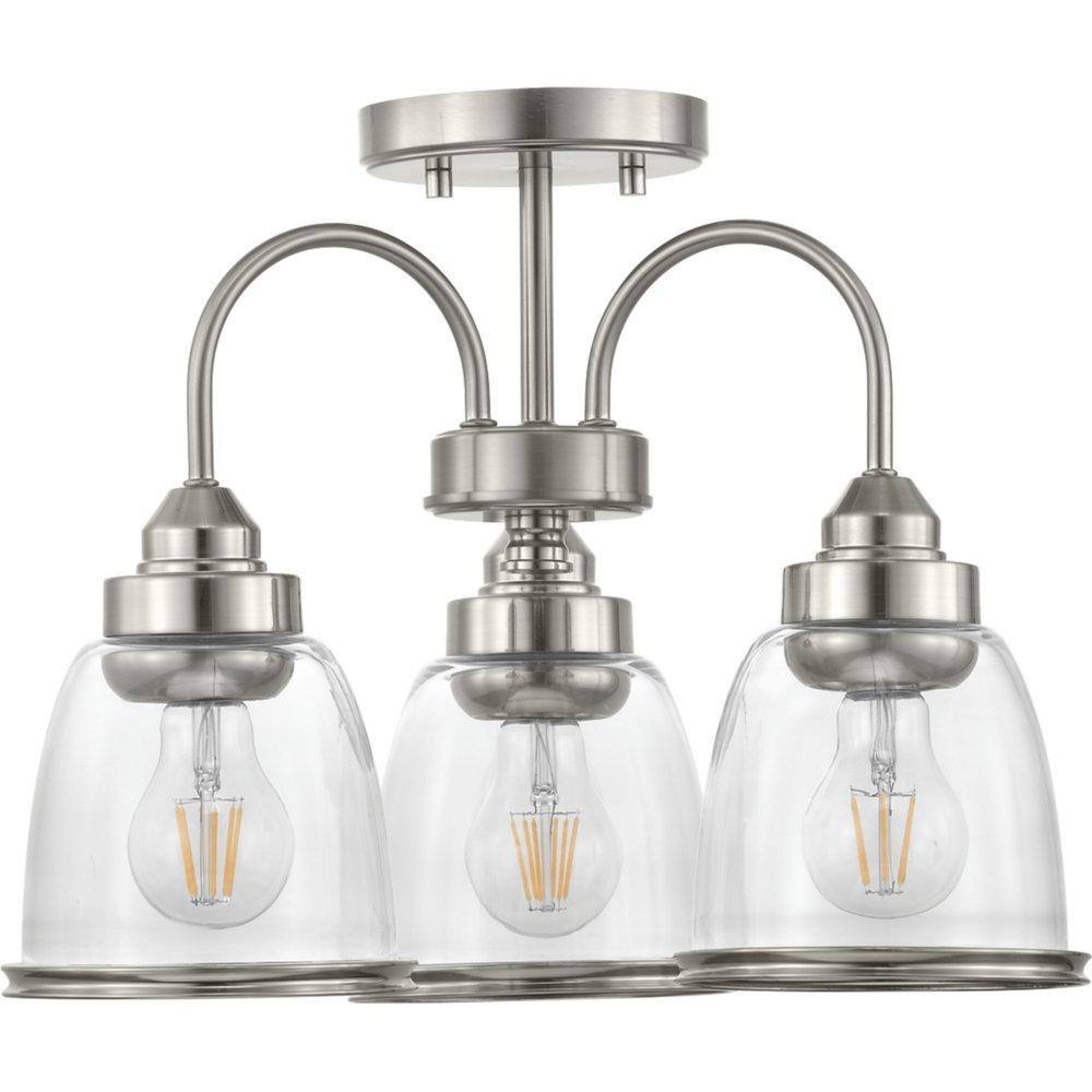 Progress Lighting Brushed Nickel BN 3 60W MED CEIL LGHT *SALUDA 