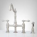 Two Handle Bridge Kitchen Faucet with Side Spray in Brushed Nickel