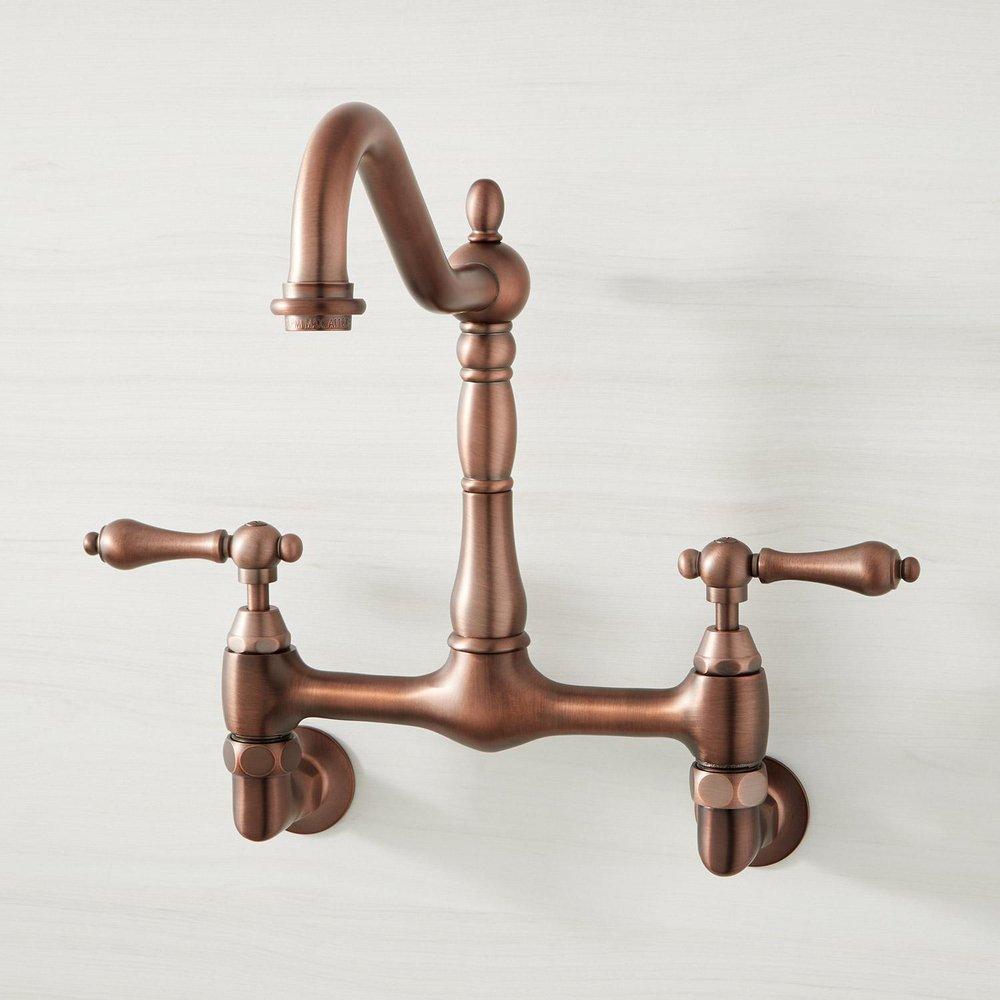 Signature Hardware Oil Rubbed Bronze Two Handle Bridge Kitchen Faucet 