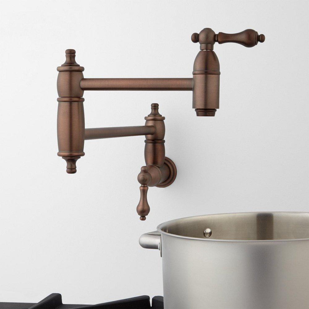 Signature Hardware Oil Rubbed Bronze Double Lever Handle Pot Filler Faucet 