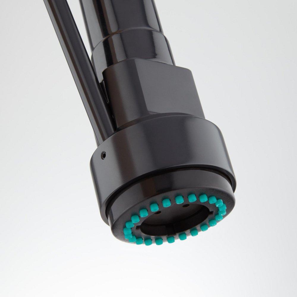 Signature Hardware Black Three Handle Pull Down Kitchen Faucet 