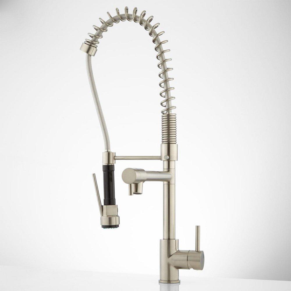 Signature Hardware Brushed Nickel Single Handle Pull Down Kitchen Faucet 