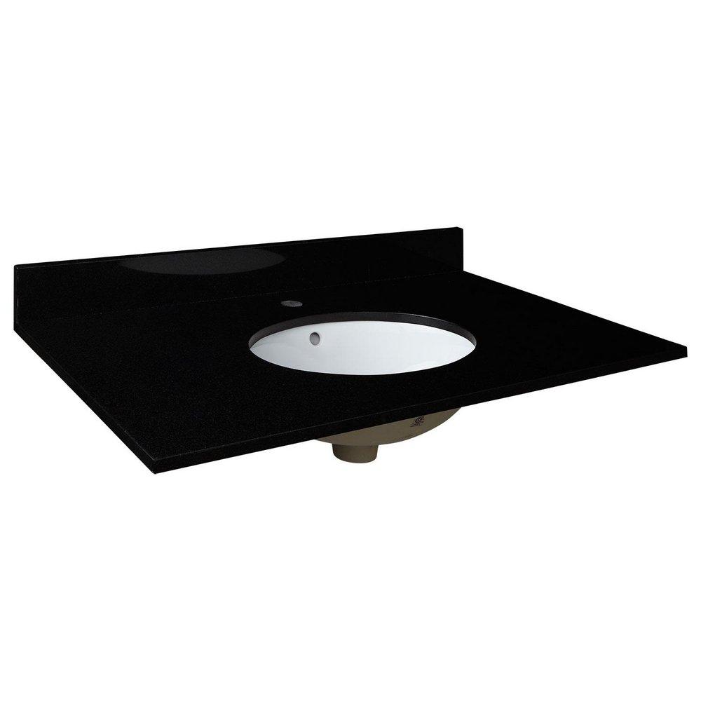 Signature Hardware Absolute Black 19 x 31 in. Single Bowl Granite Vanity Top 