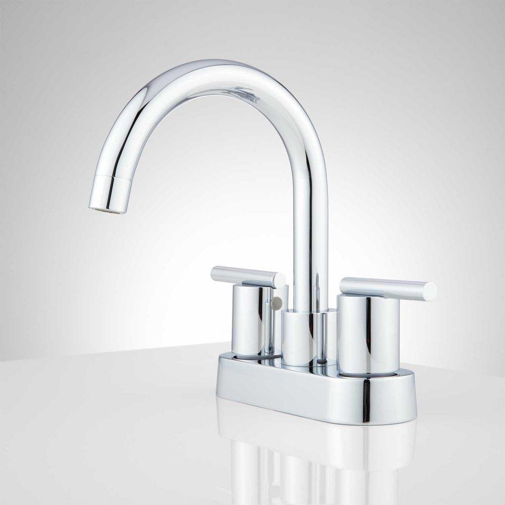 Signature Hardware Chrome Two Handle Centerset Bathroom Sink Faucet 